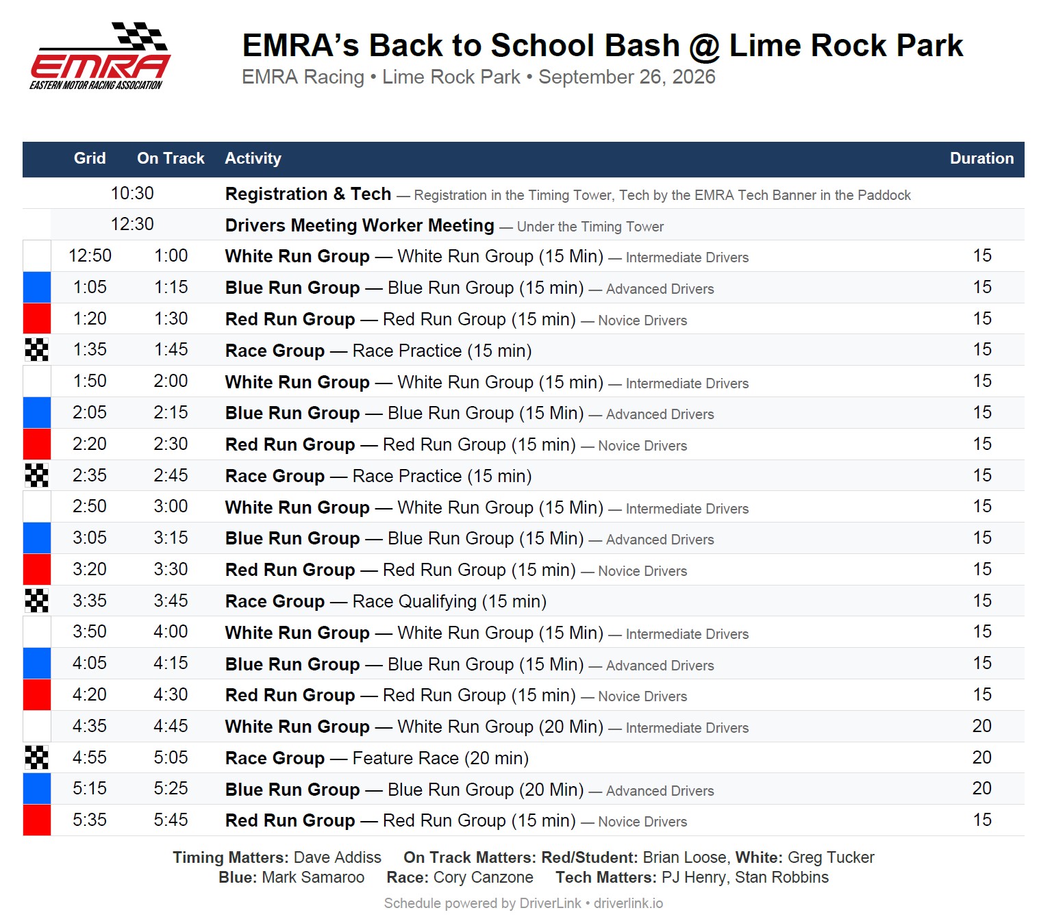 Back to School Bash @ Lime Rock