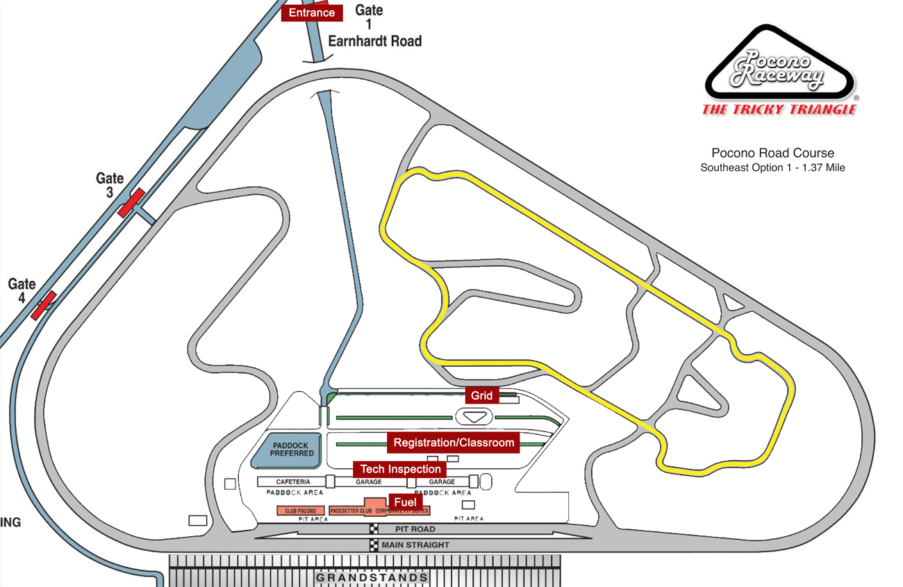 EMRA - Pocono Southeast Option 1: Track / Facility Map