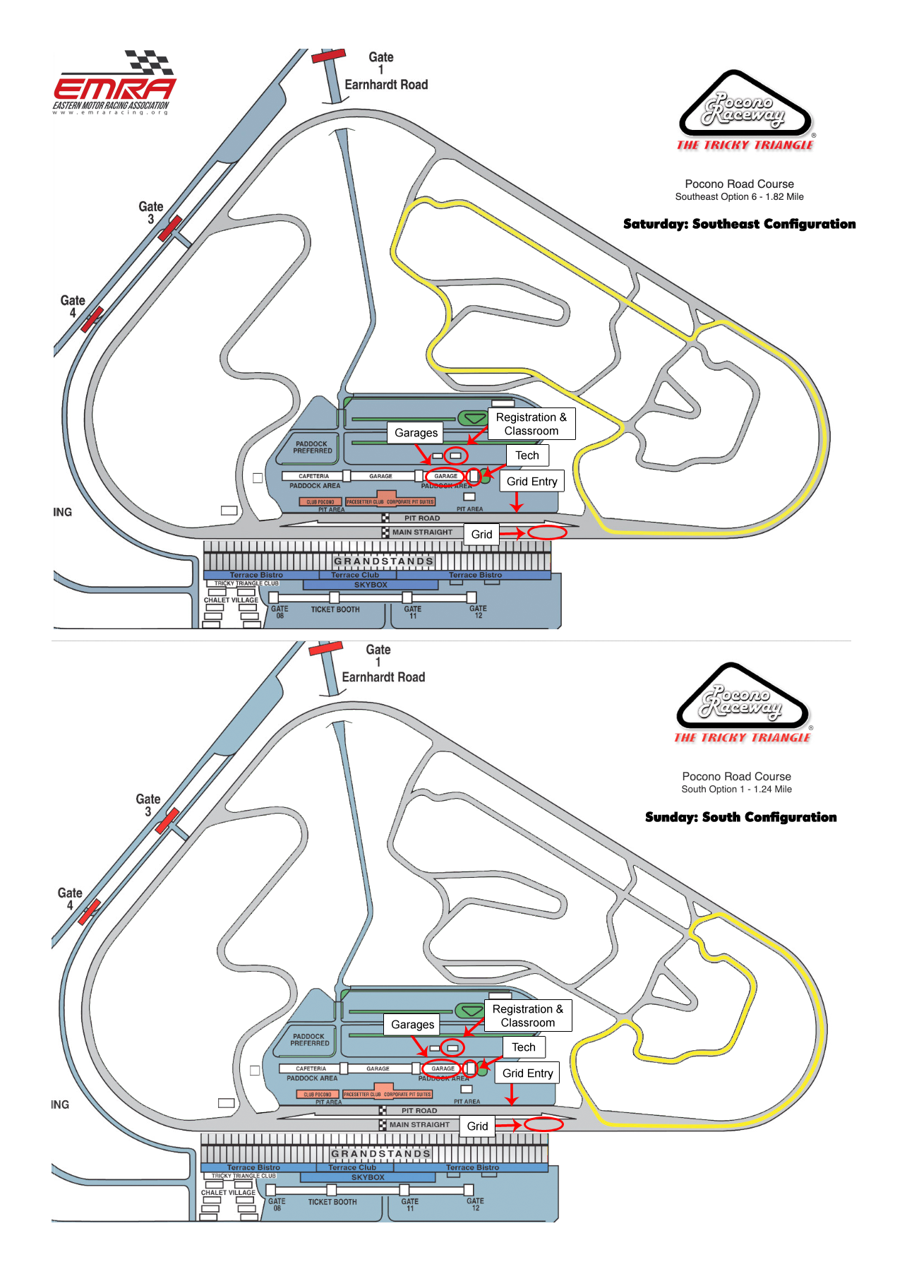 EMRA - Pocono Southeast and South: Track / Facility Map